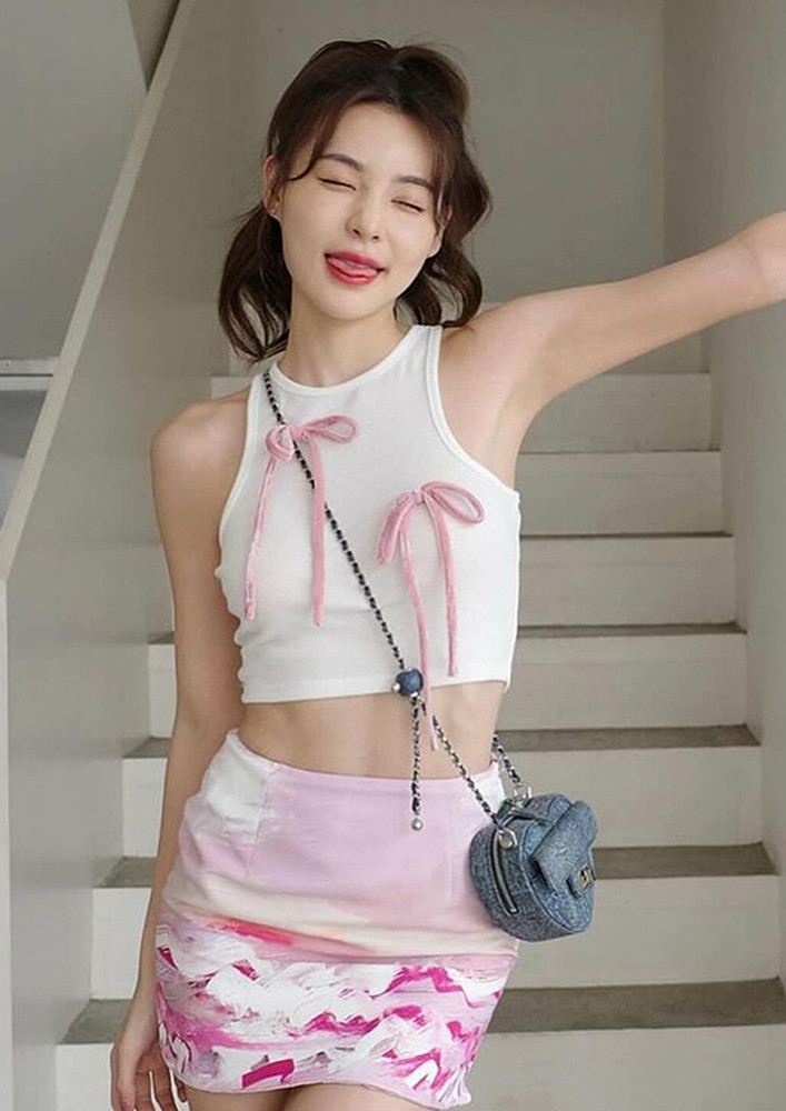 Pink Bow-knot Sleeveless Top