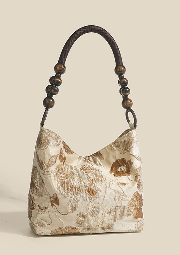 FLORAL EMBROIDERED GEOMETRIC TOTE BAG