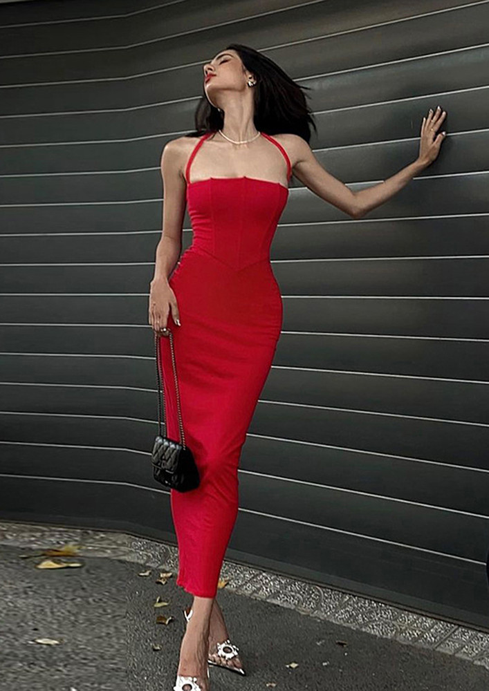 Buy LACE-UP SLIM RED CORSET DRESS for Women Online in India