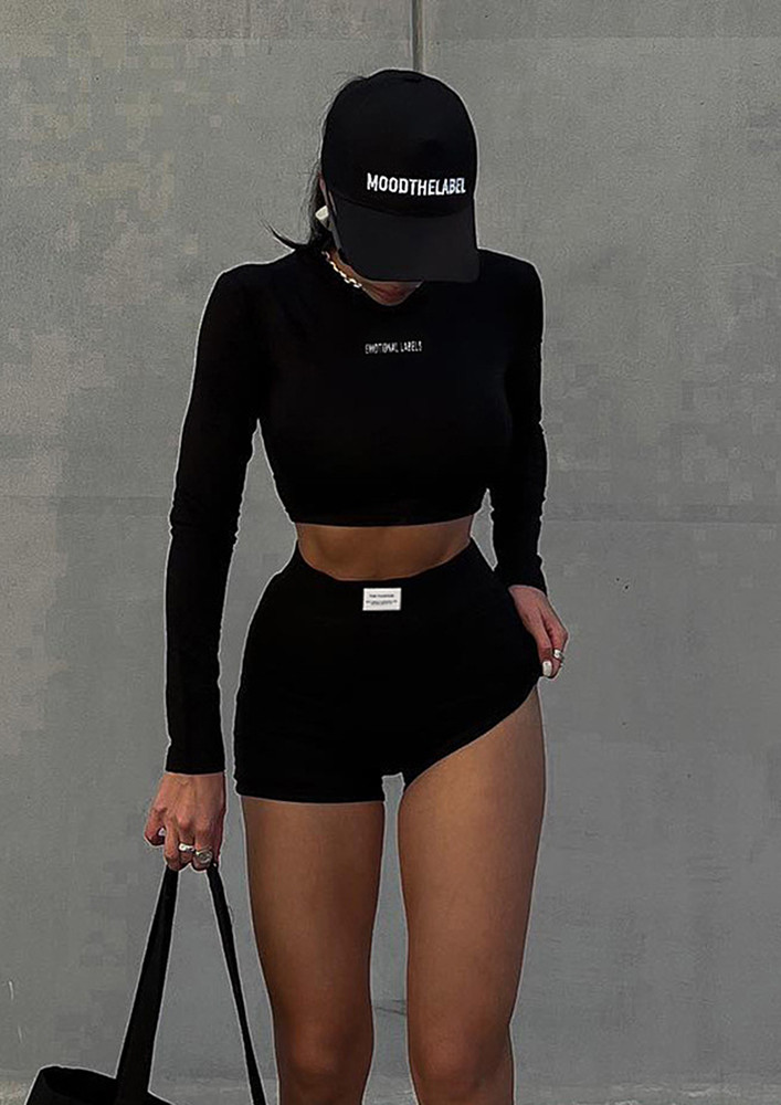 Black Crop Top & Fitted Shorts Set