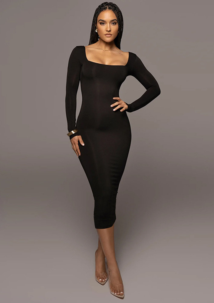 Buy SEAMLESS BLACK CONTRAST-DETAIL BODYCON DRESS for Women Online in India
