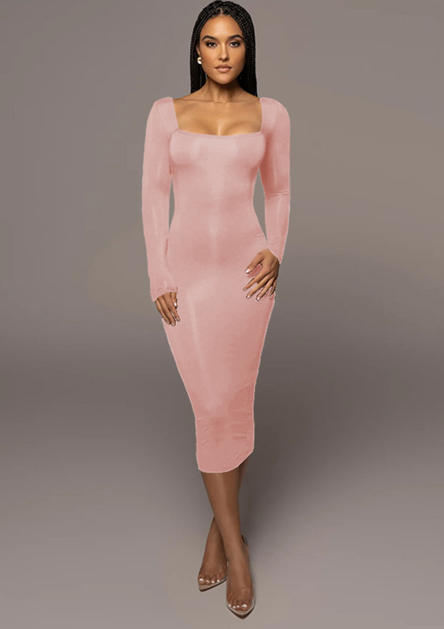 Light Pink Mesh Dress - Asymmetrical Mini Dress - Ruched Bodycon - Lulus