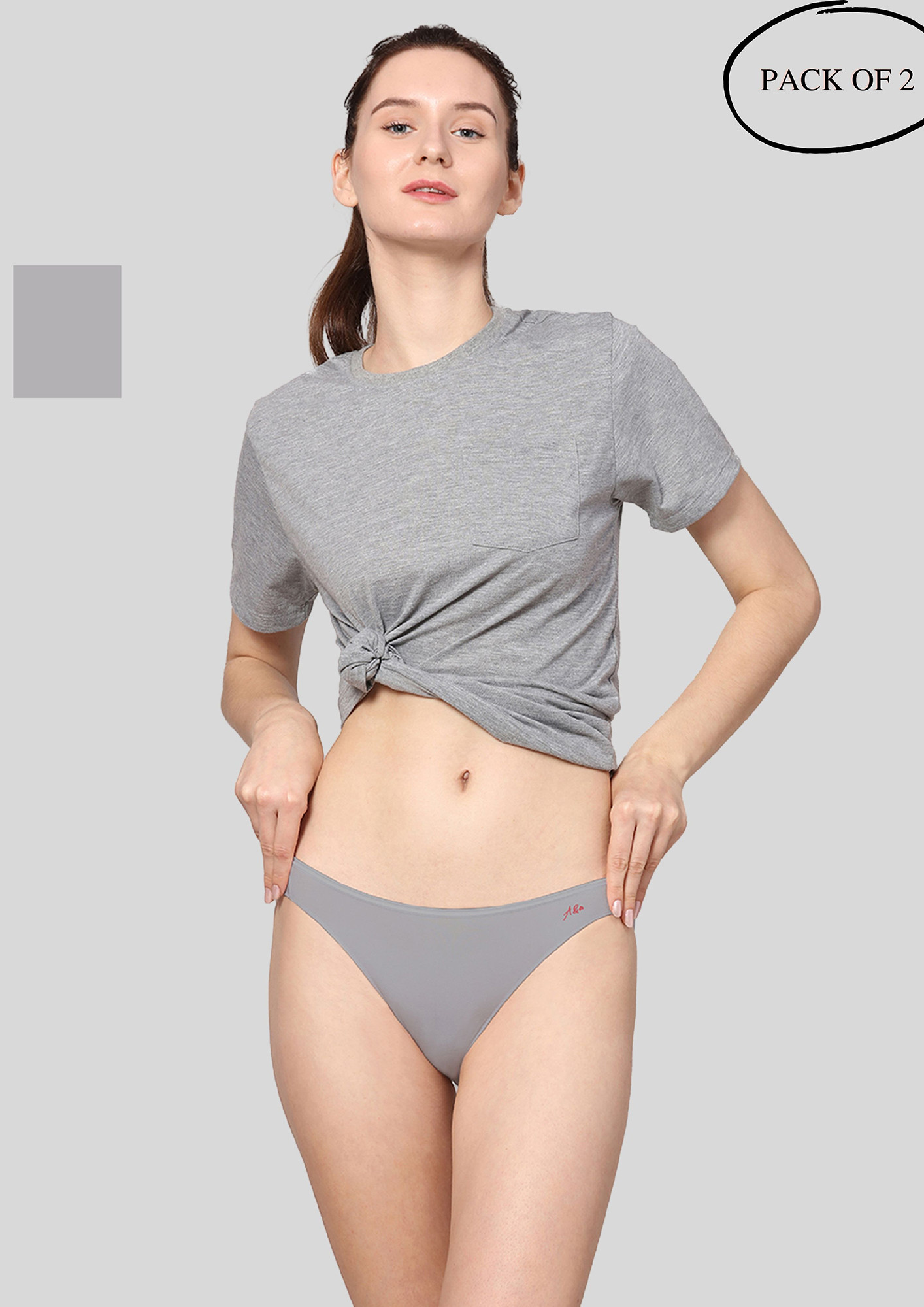 Buy AshleyandAlvis Anti Bacterial, Bamboo MicroModal, Premium Panty, Women  BIKINI brief, No Itching, 2X Moisture Wicking Daily use Underwear, Odour  Free, (Color-GREY-GREY) (PACK OF 2) for Women Online in India