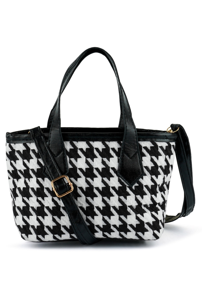 Black Houndstooth Pattern Handbag