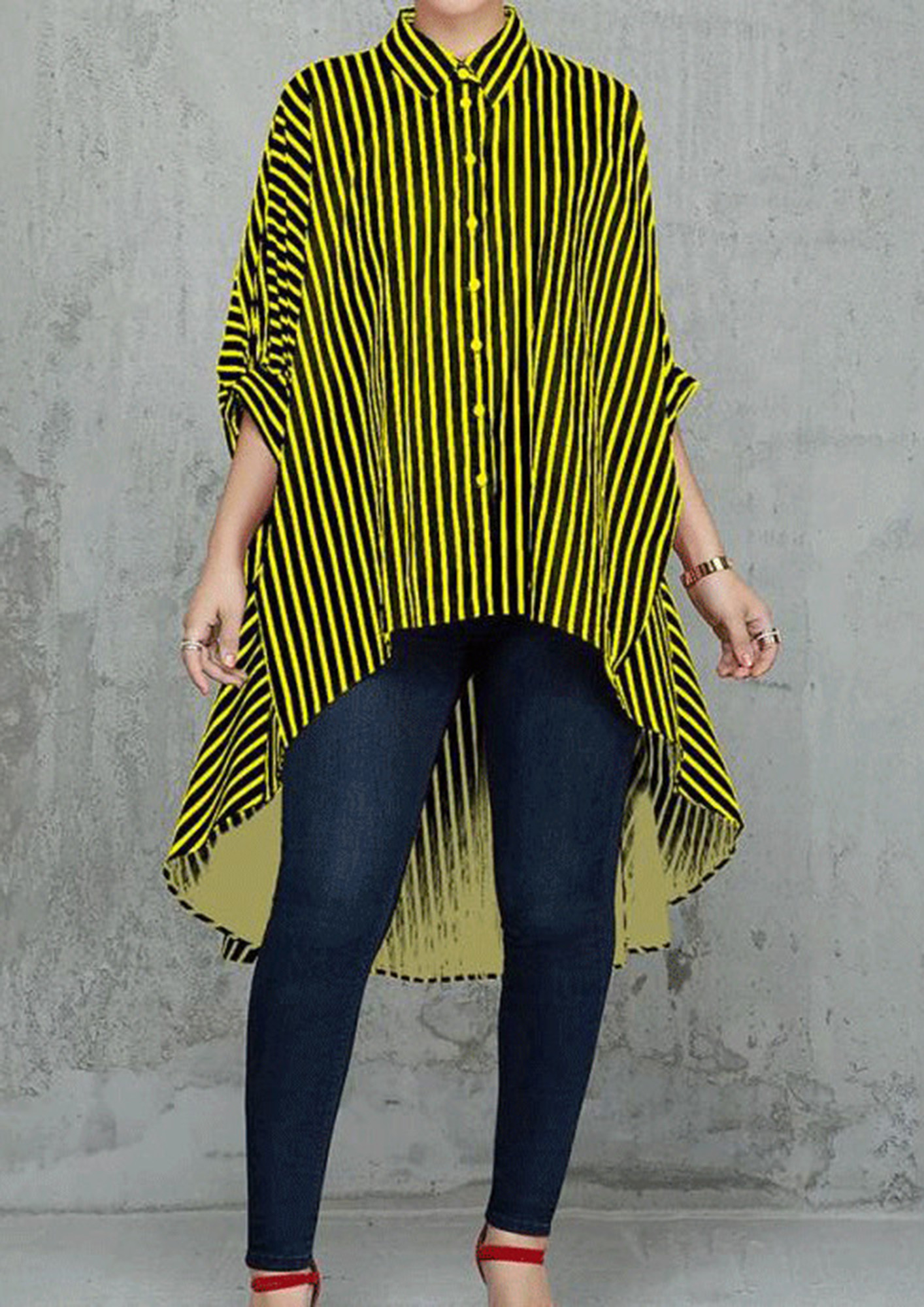 Buy LINED IN A PONCHO YELLOW SHIRT for Women Online in India