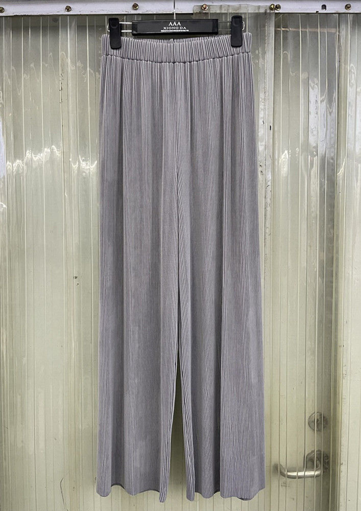 RIBBED GREY LOOSE STRAIGHT TROUSER