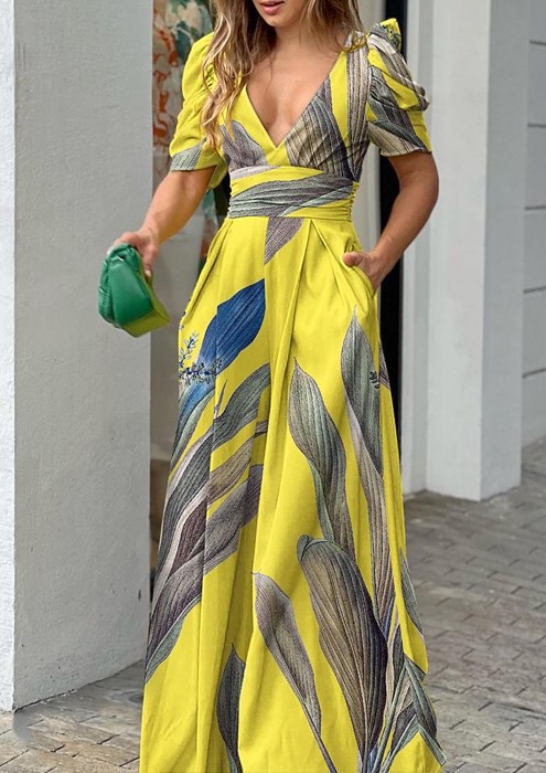 Buy PRINTED COMFY YELLOW MAXI DRESS for Women Online in India