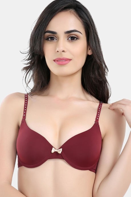 Buy Innocence Double Layered Non-Wired Full Coverage T-Shirt Bra - Maroon  at Rs.300 online