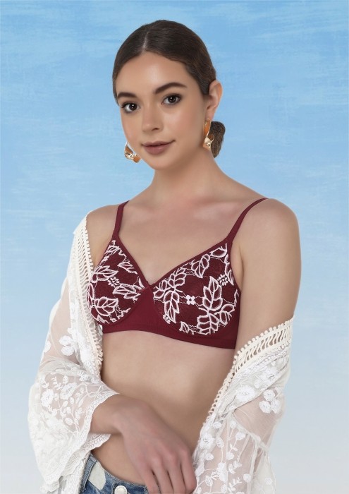 Buy LET ME RELAX MAROON PADDED NON WIRED BRA for