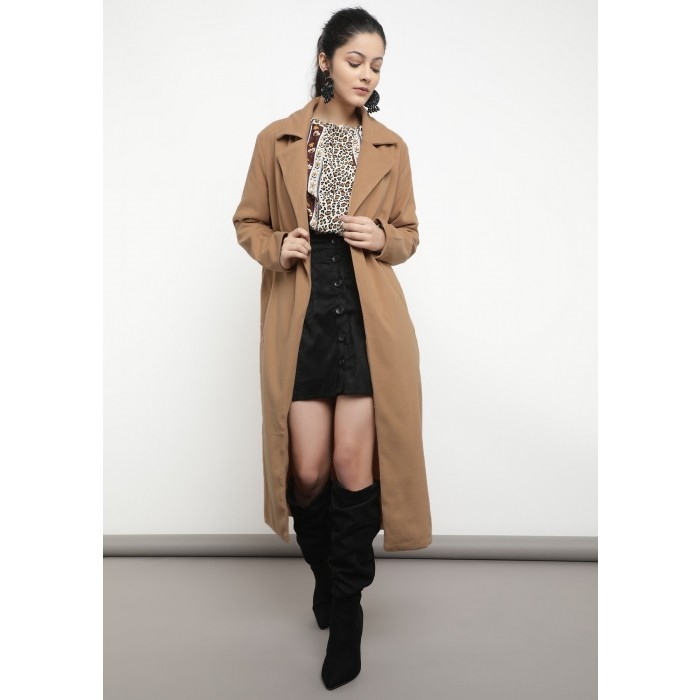 Buy READY FOR HIGH-STREET TAN TRENCH COAT for Women Online in India