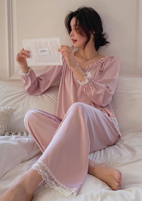 Buy CONTRAST LACE SATIN WHITE NIGHTWEAR SET for Women Online in India