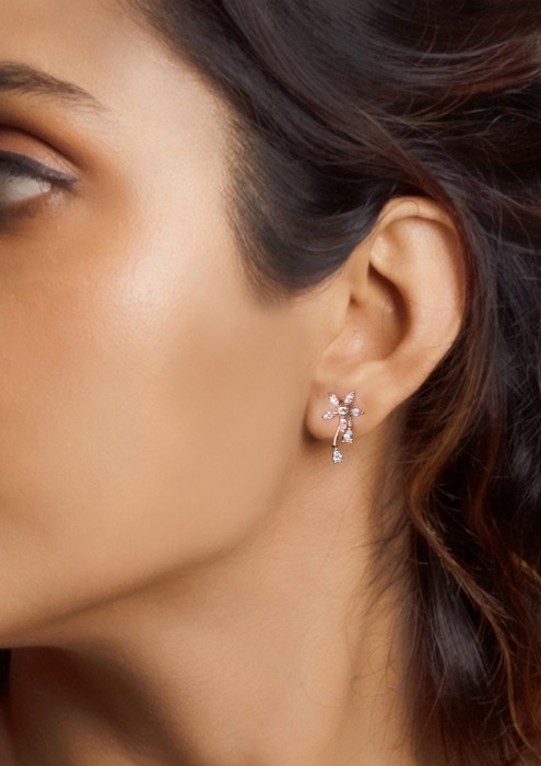 Pretty Rose Diamond Earrings