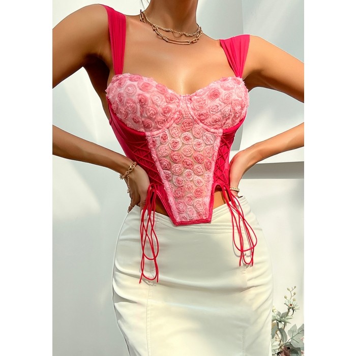 Buy Embroidered Nude Floral Corset Top, Wedding Corset, Flower Corset,  Sheer Corset, Online in India 