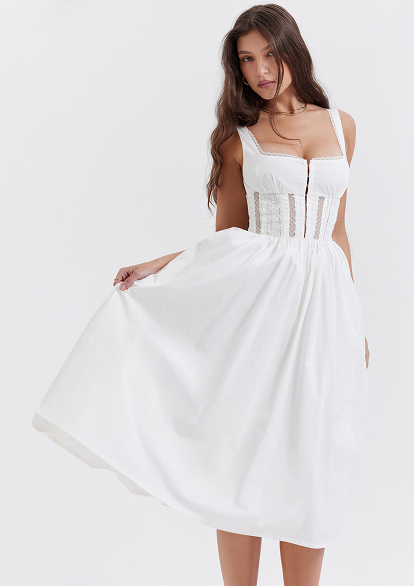 Buy SQUARE NECK WHITE CORSET DRESS for Women Online in India