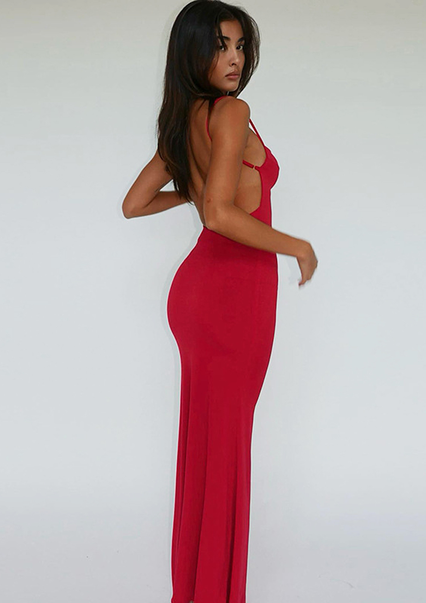 Red Satin Backless Bow Halter Maxi Dress | Maxi dress, Backless dress  formal, Holiday dresses
