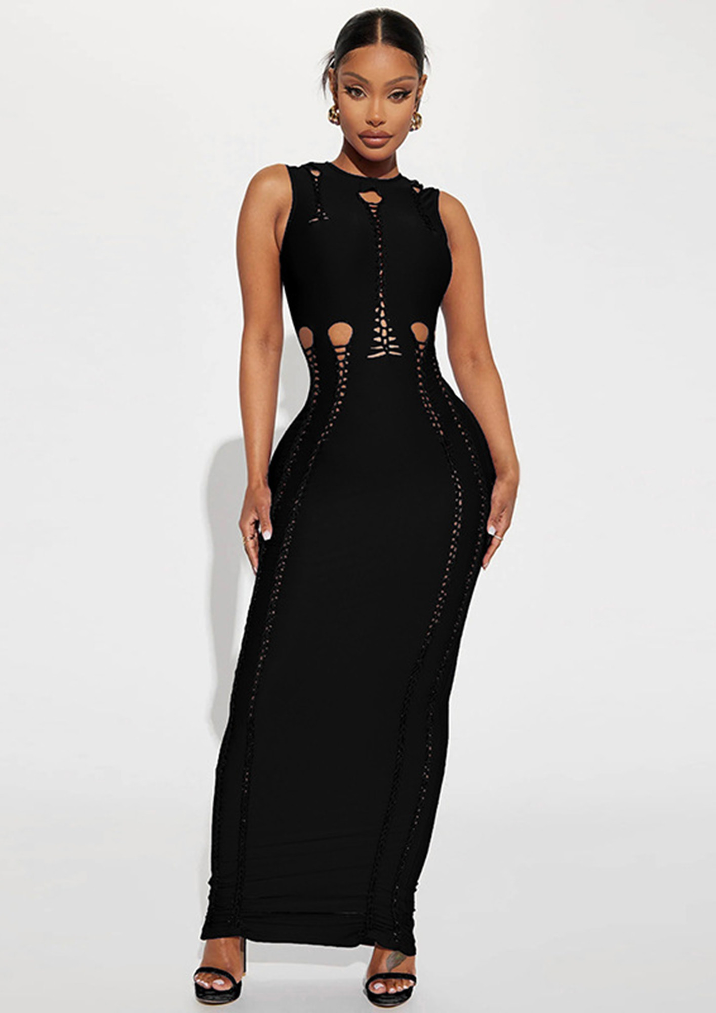 Buy Hatheli Raven Black Mirror Embroidery Organza Dress online