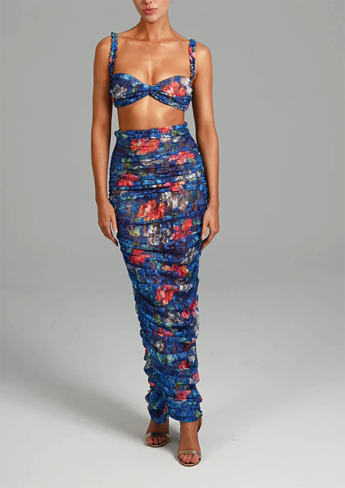 PRINTED LACY BLUE 2PC CO-ORDS SET