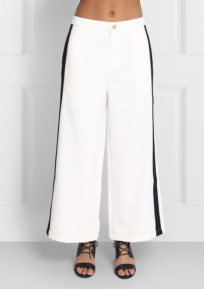 Buy White Striped Trousers for Women Online in India