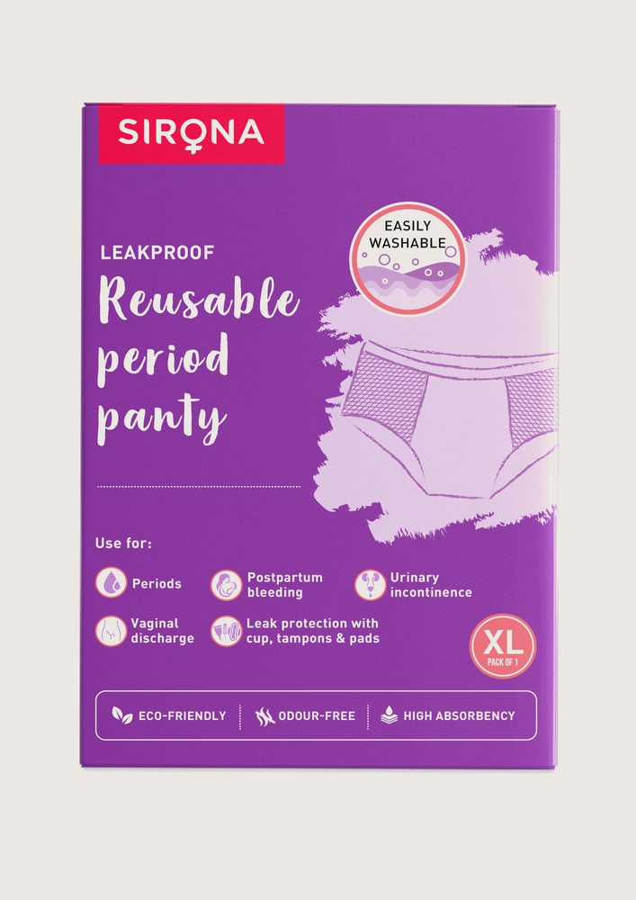 Sirona Reusable Period Panties for Women (XL Size) | 360 Degree Coverage | Leak-proof Protection | Ultra Absorbent Layer