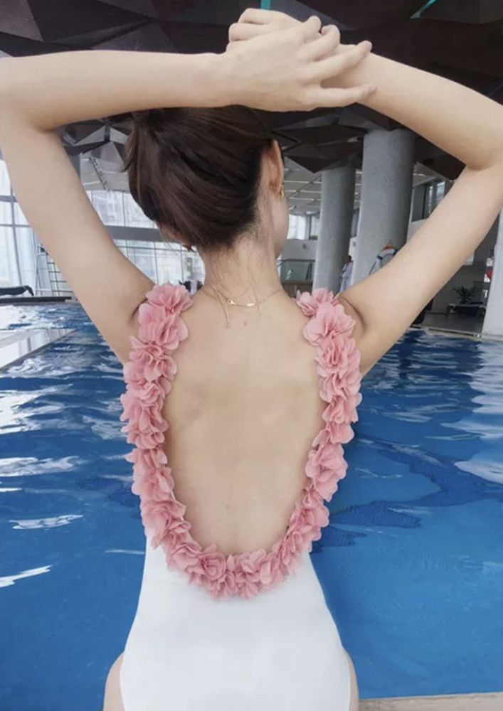 BACKLESS WHITE-PINK SWIMSUIT