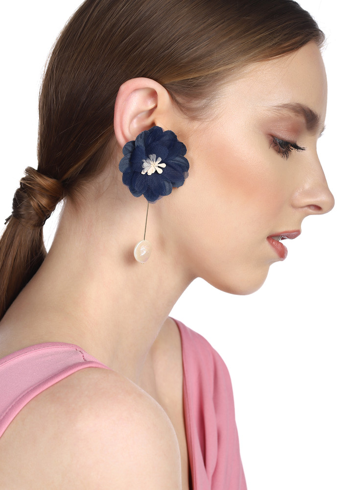 GOSS BABE FLORAL OBESSION DARK BLUE EARRINGS 