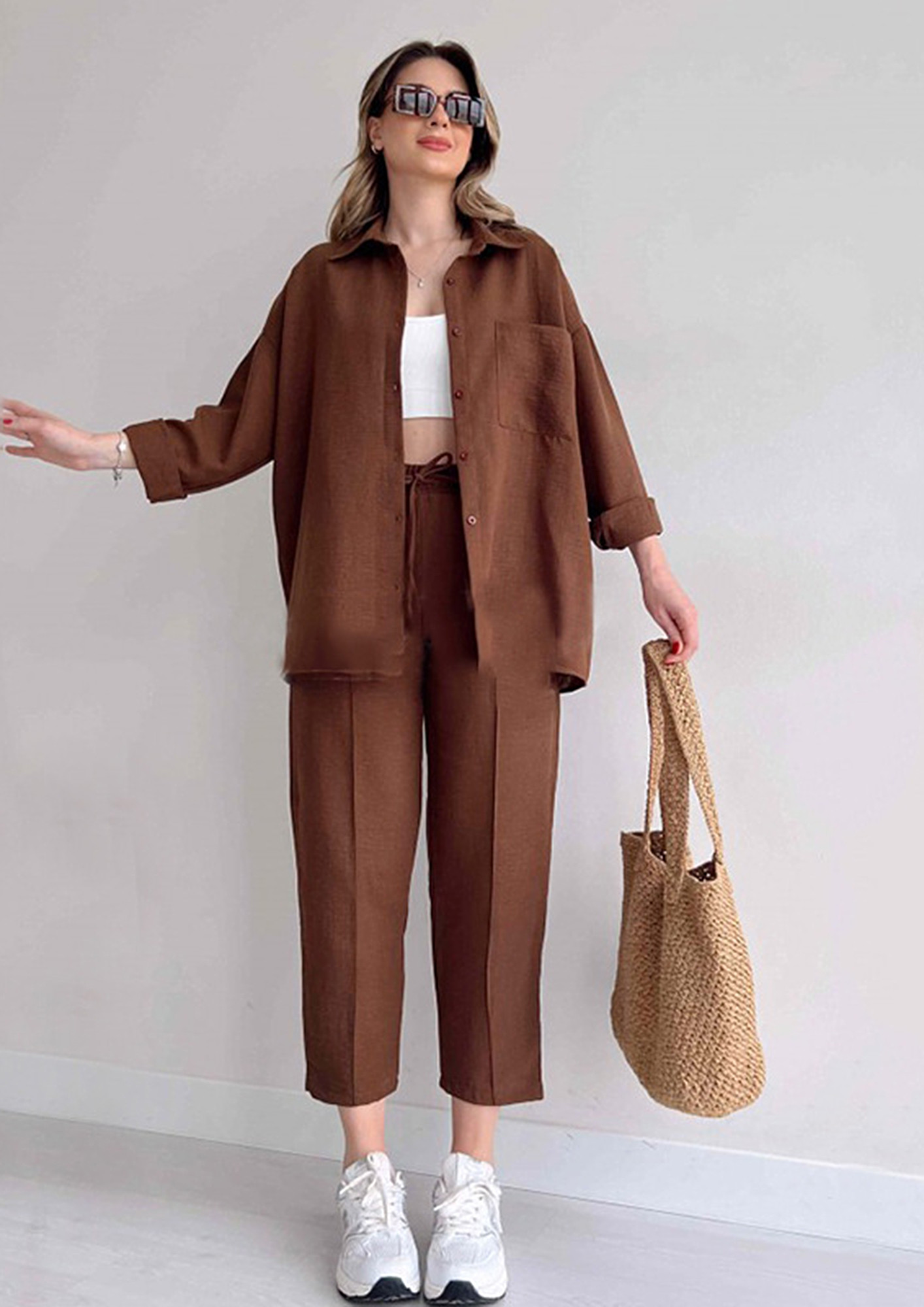 Buy BROWN TWO PIECE SHIRT & TROUSER SET for Women Online in India