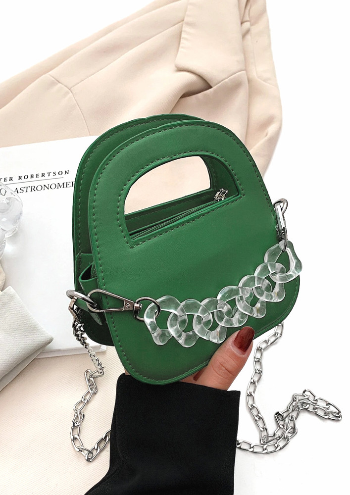 Clear Chained Green Sling Bag
