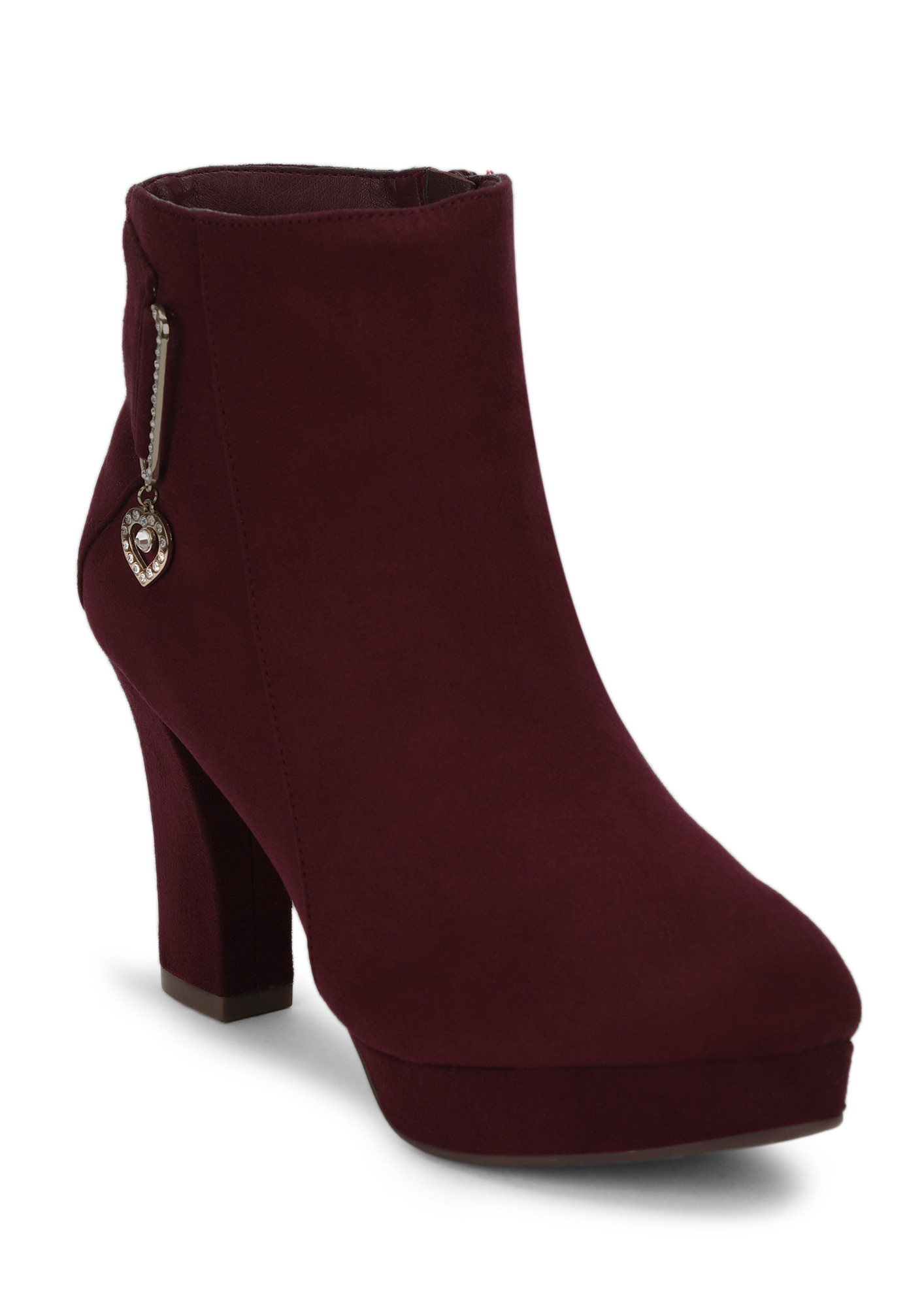 STUD MY HEART WINE ANKLE BOOTS