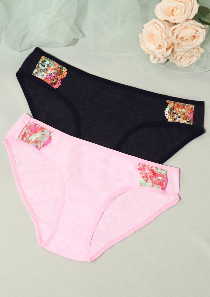 Too Soothing Pink And Navy Bikini Bottoms combo