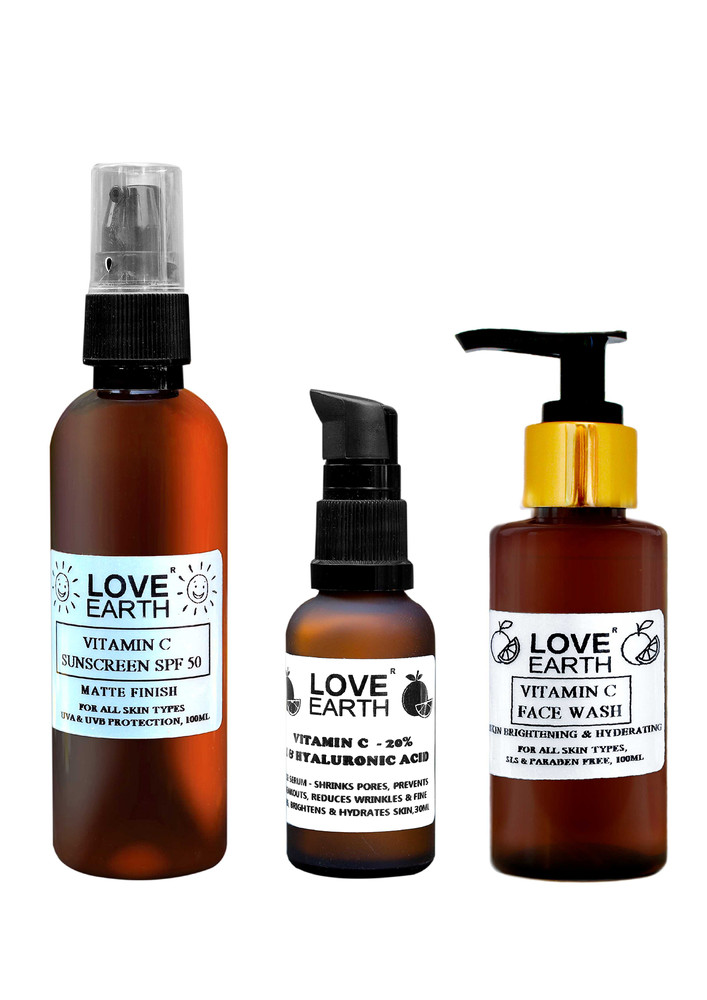 Love Earth Vitamin C Kit For Skin Protection, Radiance And Even Skin Tone With Vitamin C & E For All Skin Types