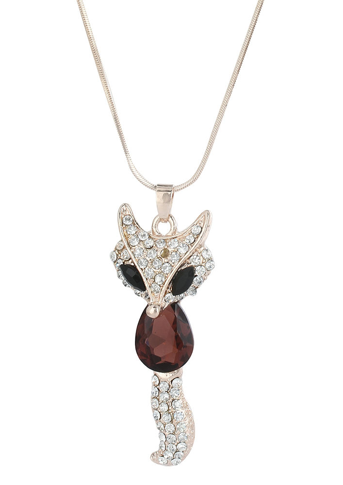 Fox necklace gold geometric animal necklace fox jewelry gold fox pendant