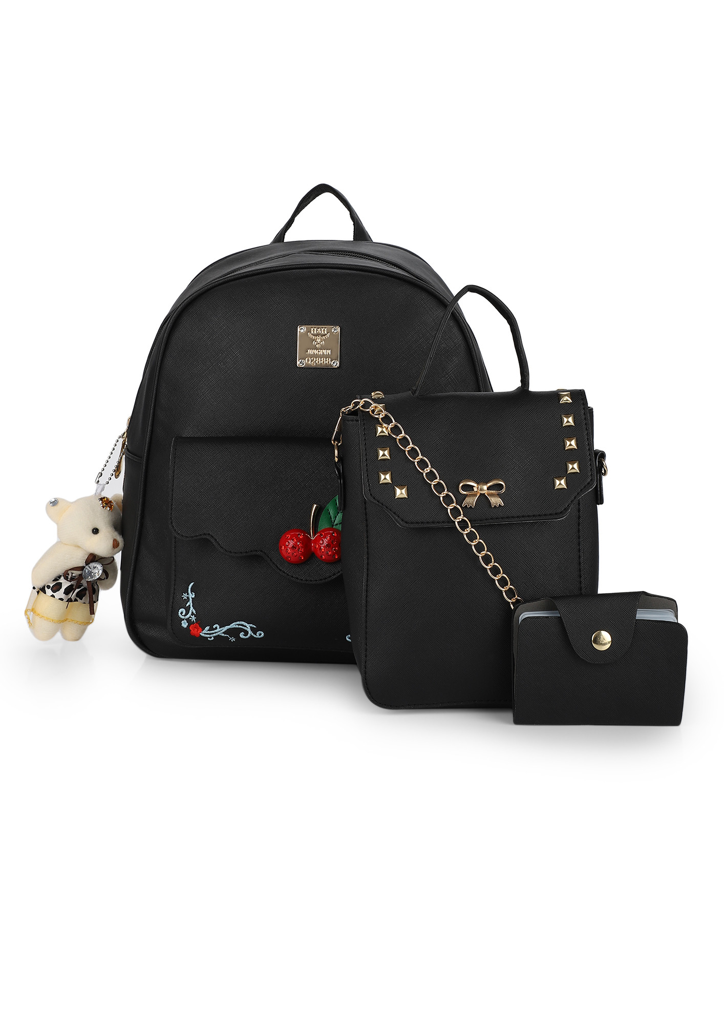 CHERRY ON TOP BLACK BACKPACK