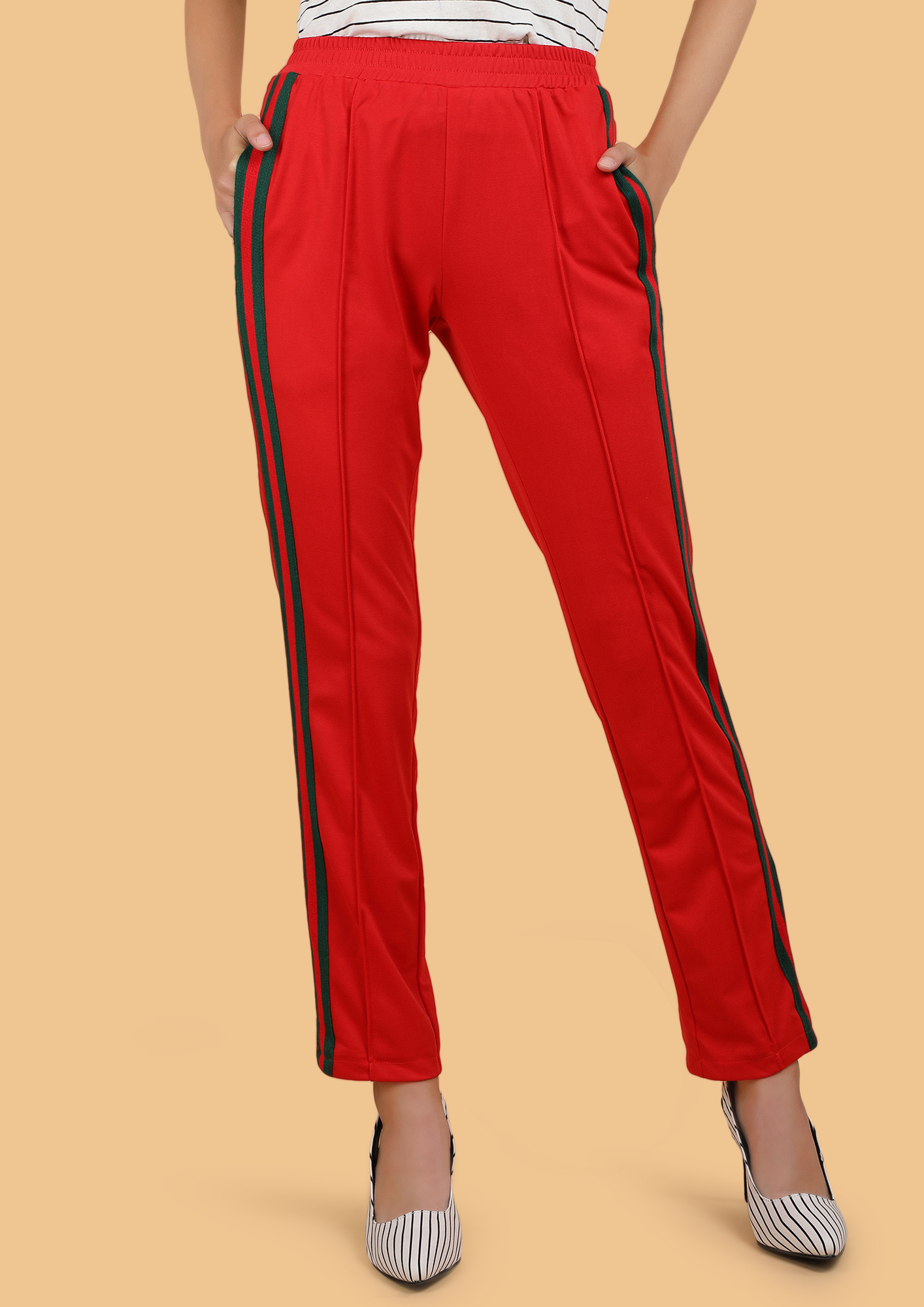 TOWARDS THE SIDES RED TRACK TROUSERS
