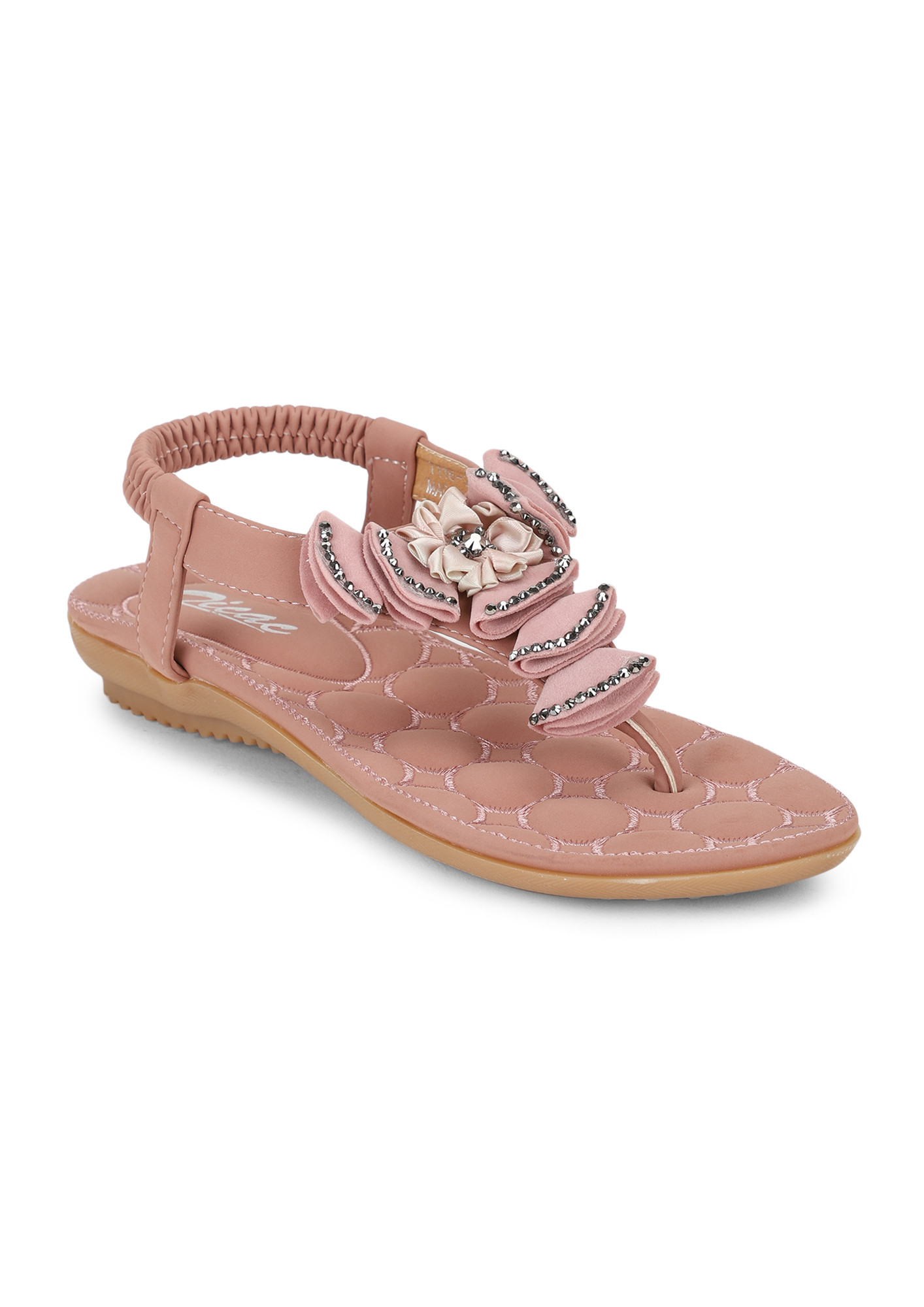 GROWING A SEQUINED FLOWER PINK FLAT SANDALS