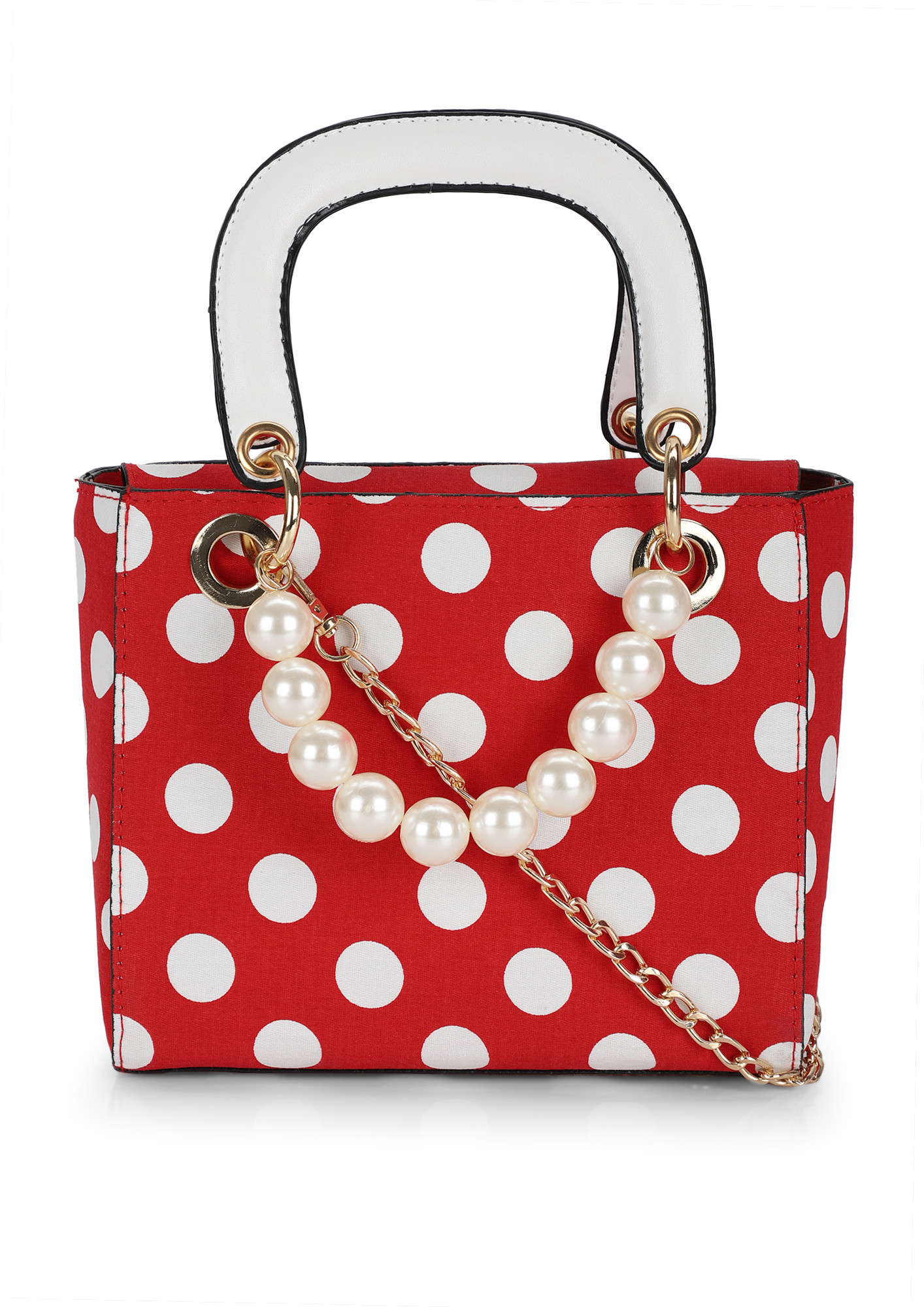PLAYING WITH THE DOTS RED BUCKET BAG