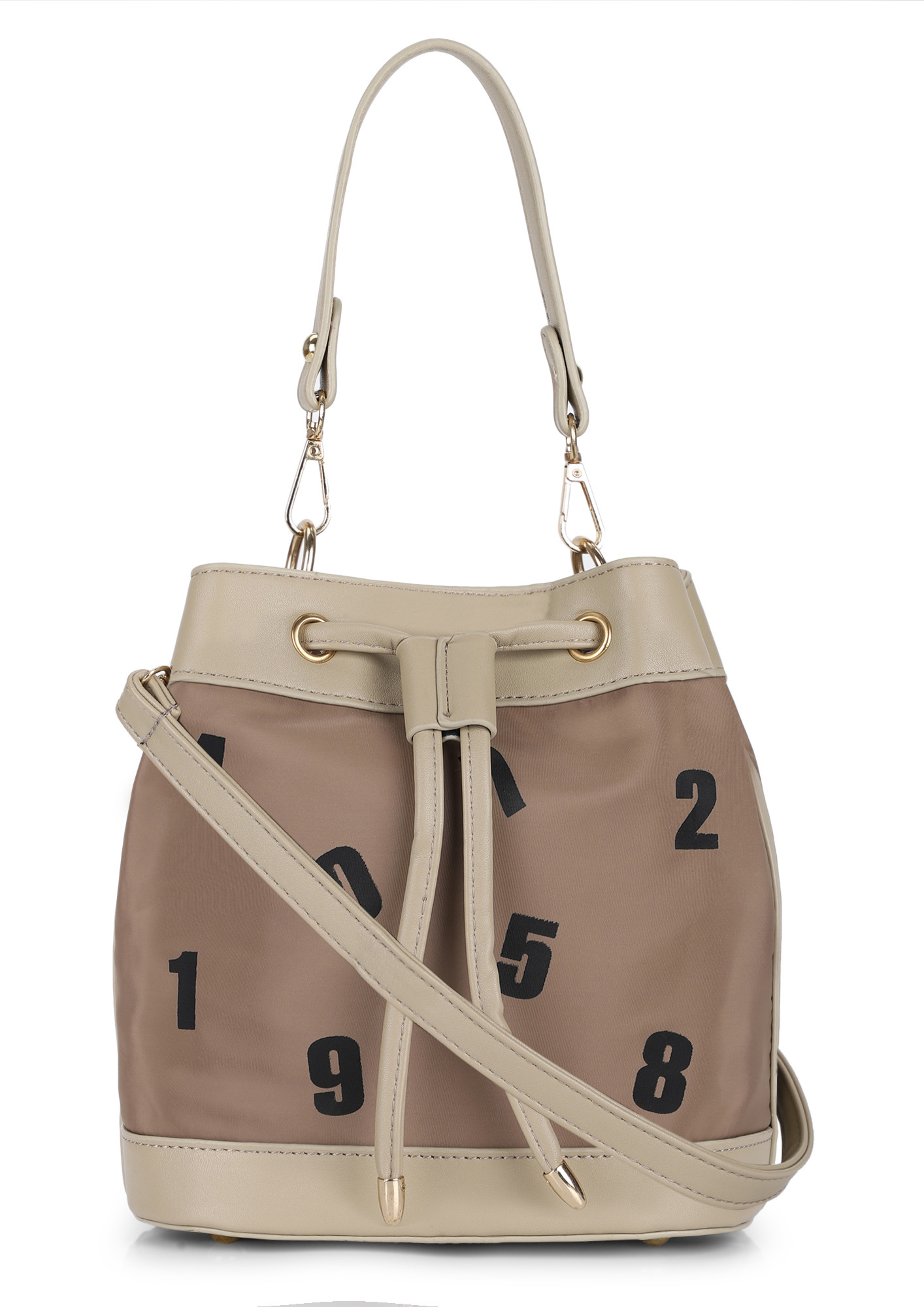 9 AM-TO-9 PM BROWN BUCKET BAG