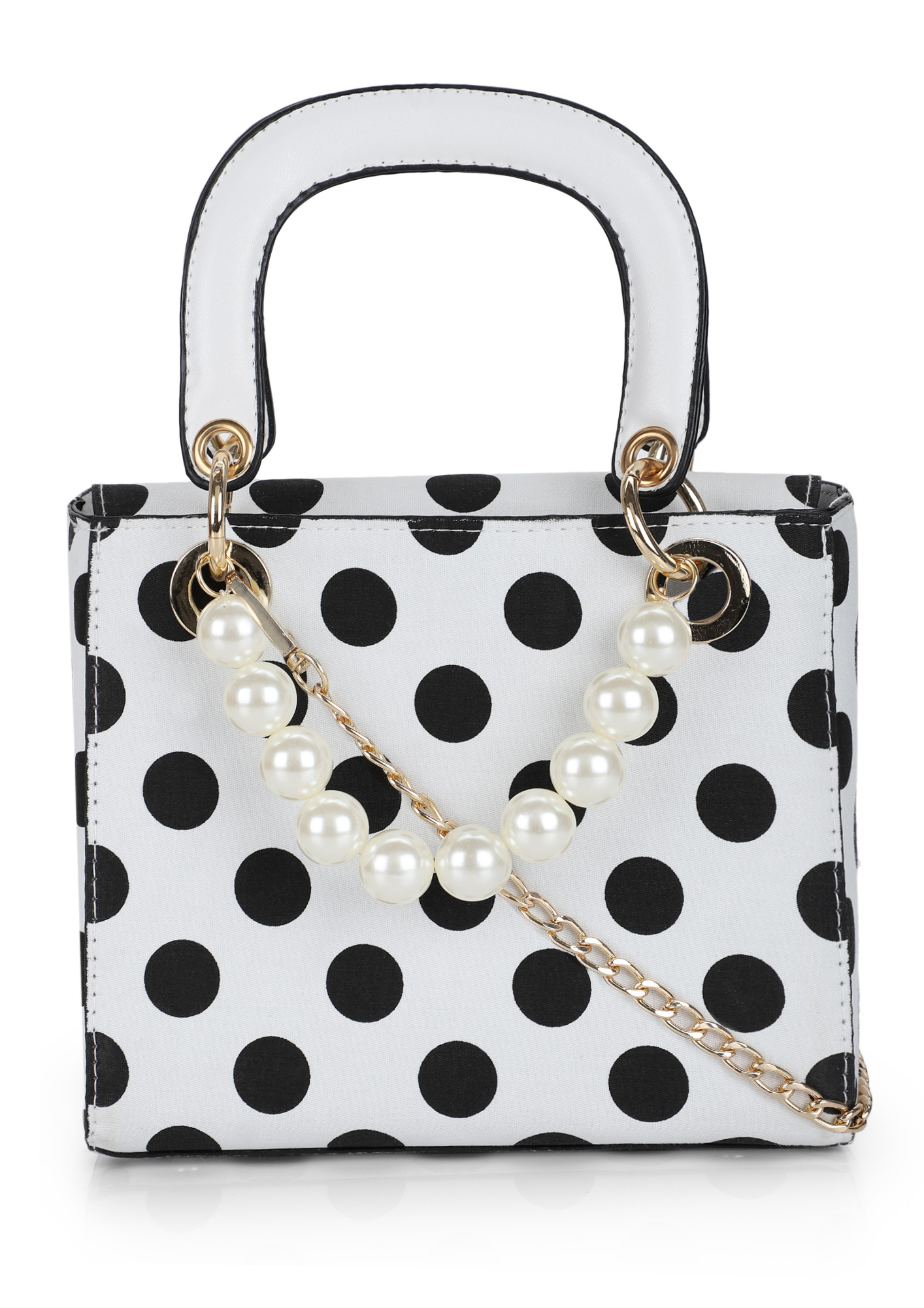 PLAYING WITH THE DOTS WHITE BUCKET BAG