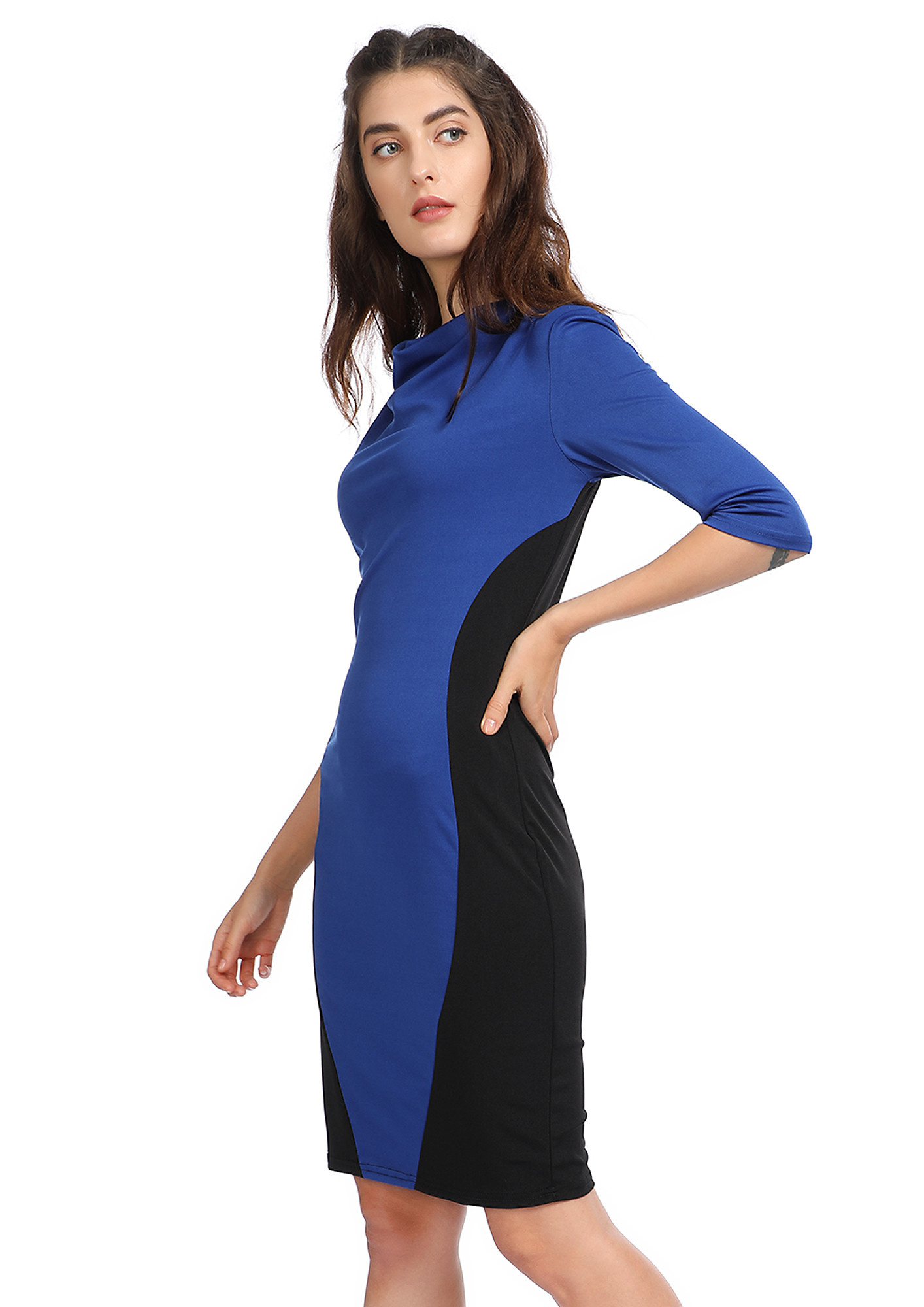 BLOCK ME BY STYLE BLUE BODYCON DRESS