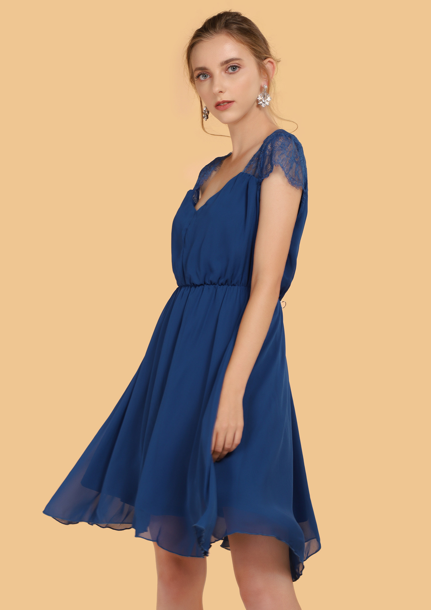 PERFECTLY MESHED BLUE SKATER DRESS