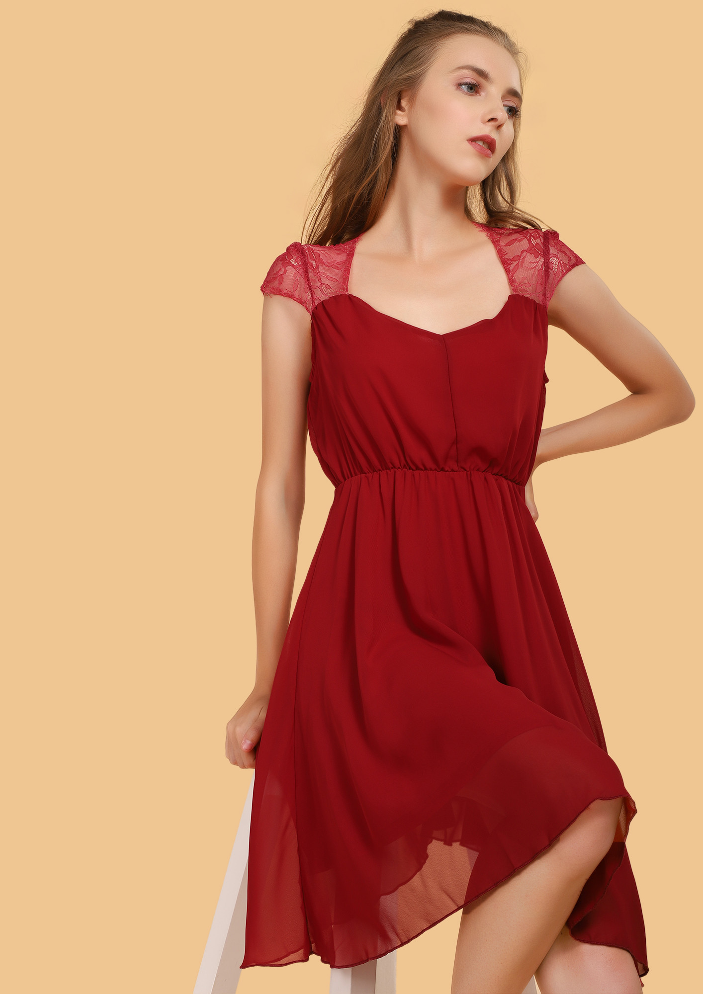 PERFECTLY MESHED MAROON SKATER DRESS
