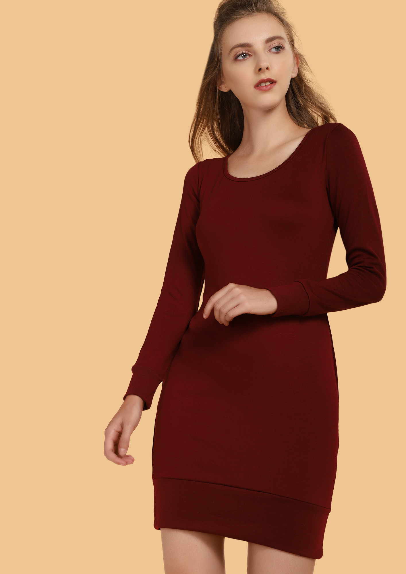 Before Time Burgundy Bodycon Dress