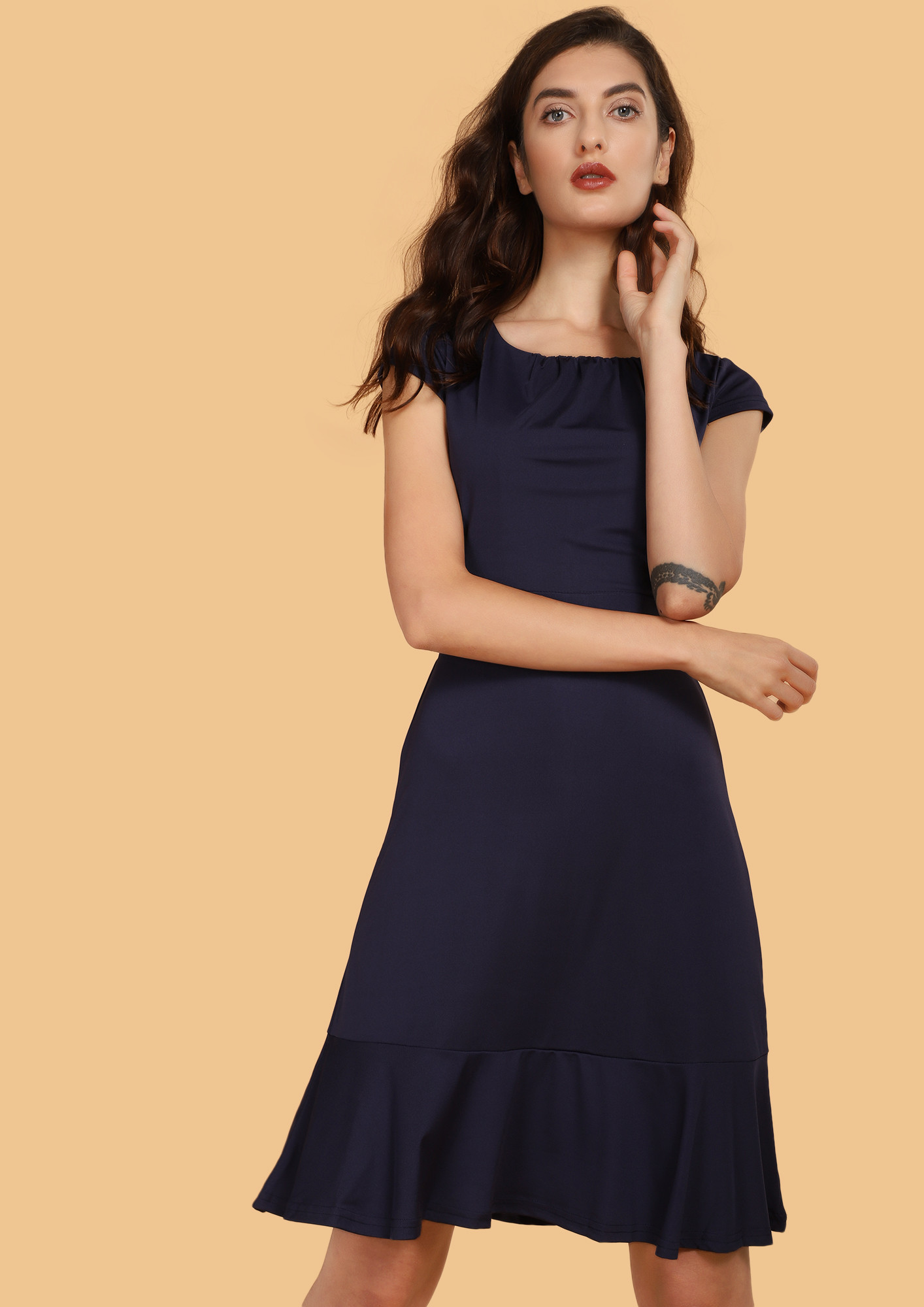 CHICER AND CLEANER NAVY SHIFT DRESS