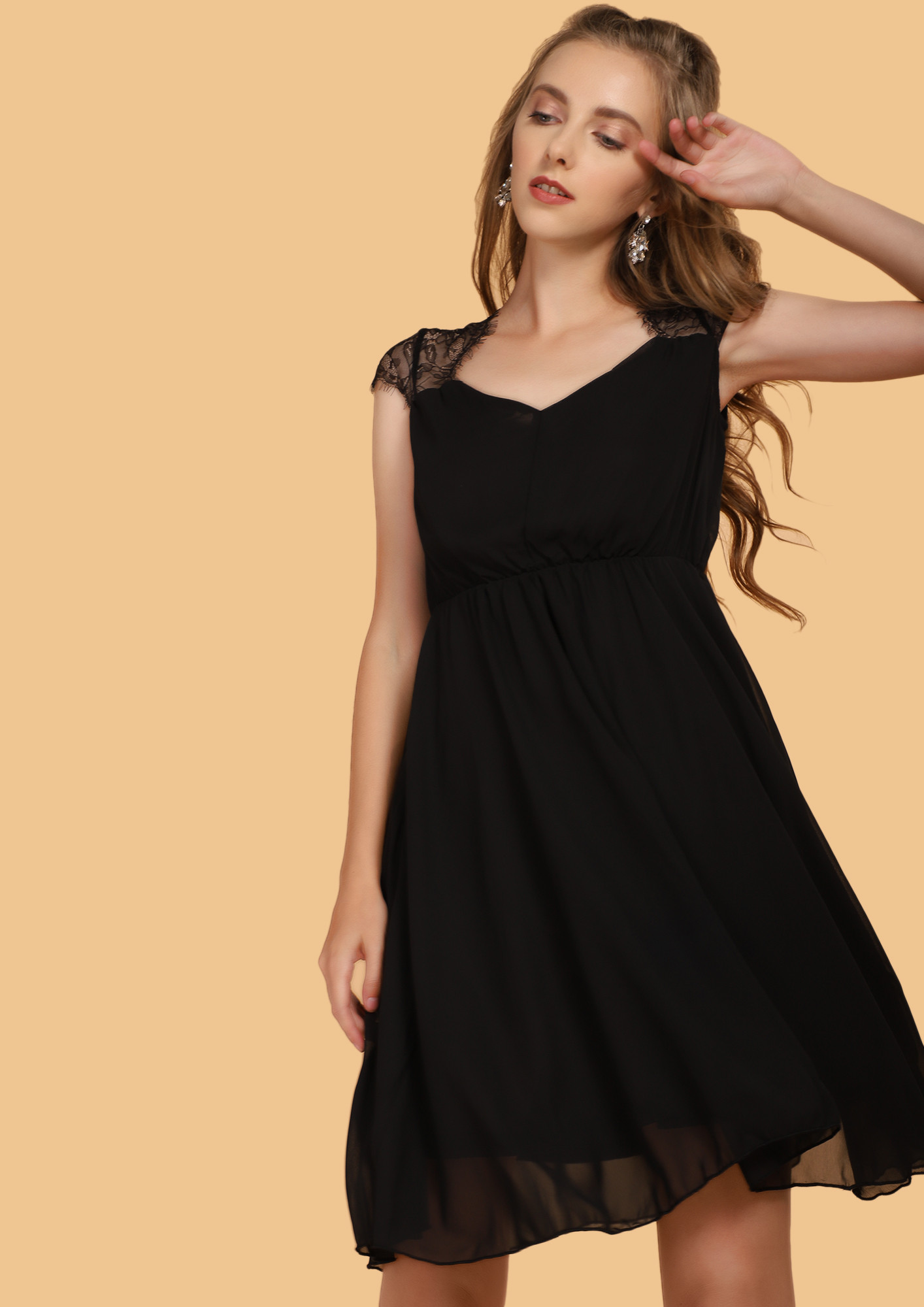PERFECTLY MESHED BLACK SKATER DRESS