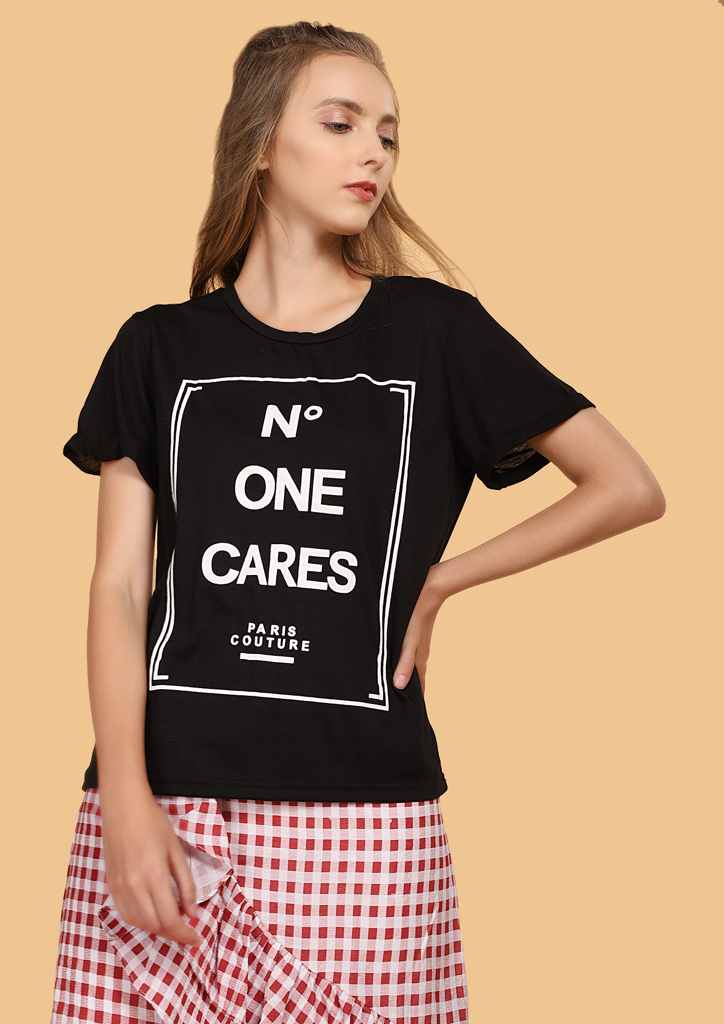 WHAT IF NO ONE CARES BLACK T-SHIRT