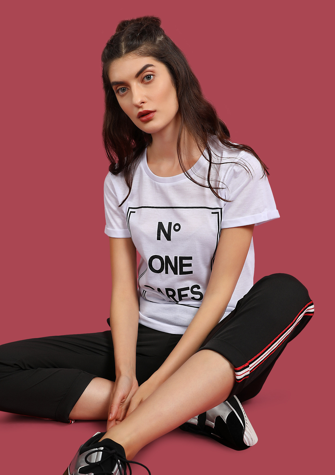 WHAT IF NO ONE CARES WHITE T-SHIRT