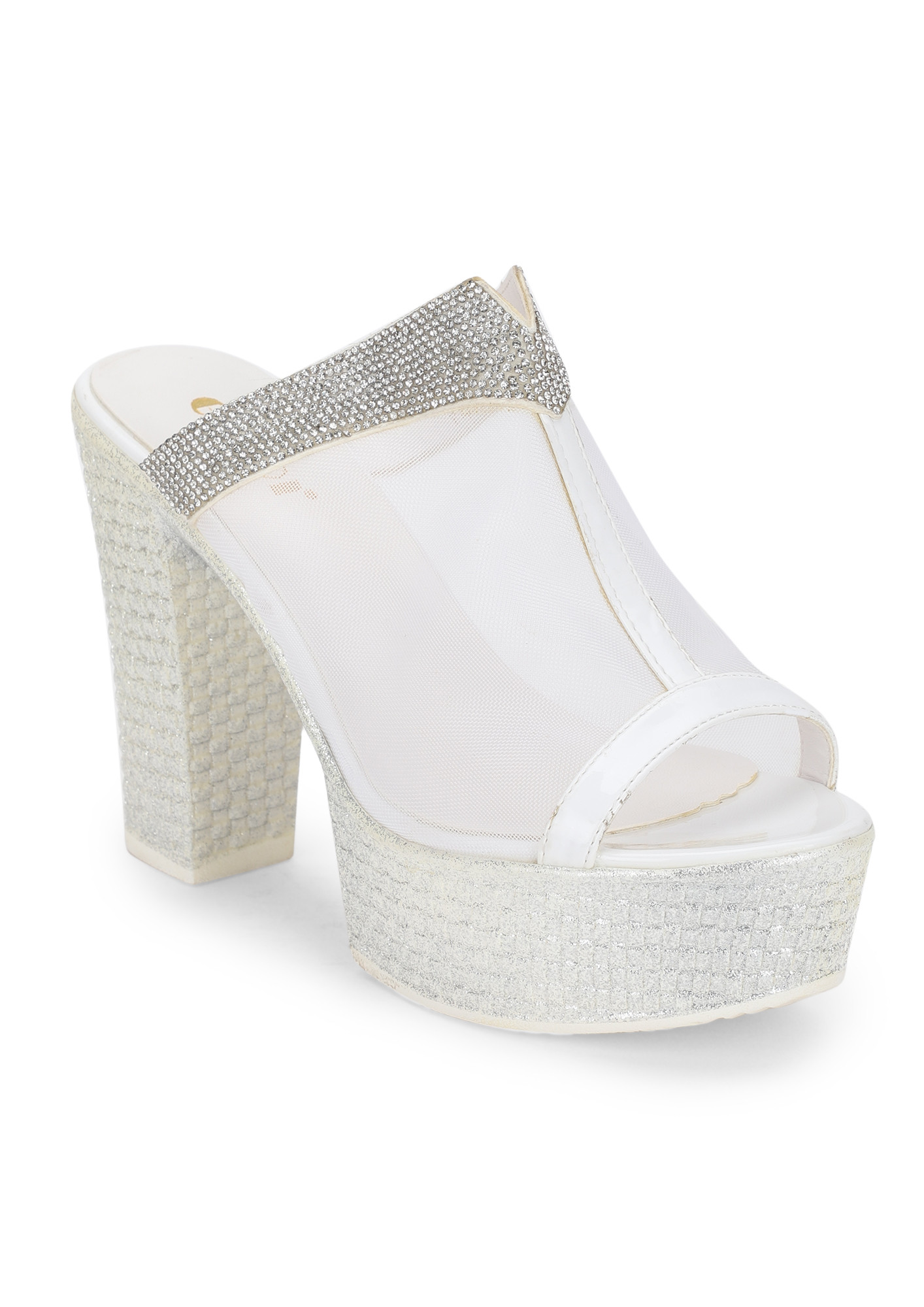 GET SOME CLARITY HERE WHITE PLATFORM PEEP-TOES