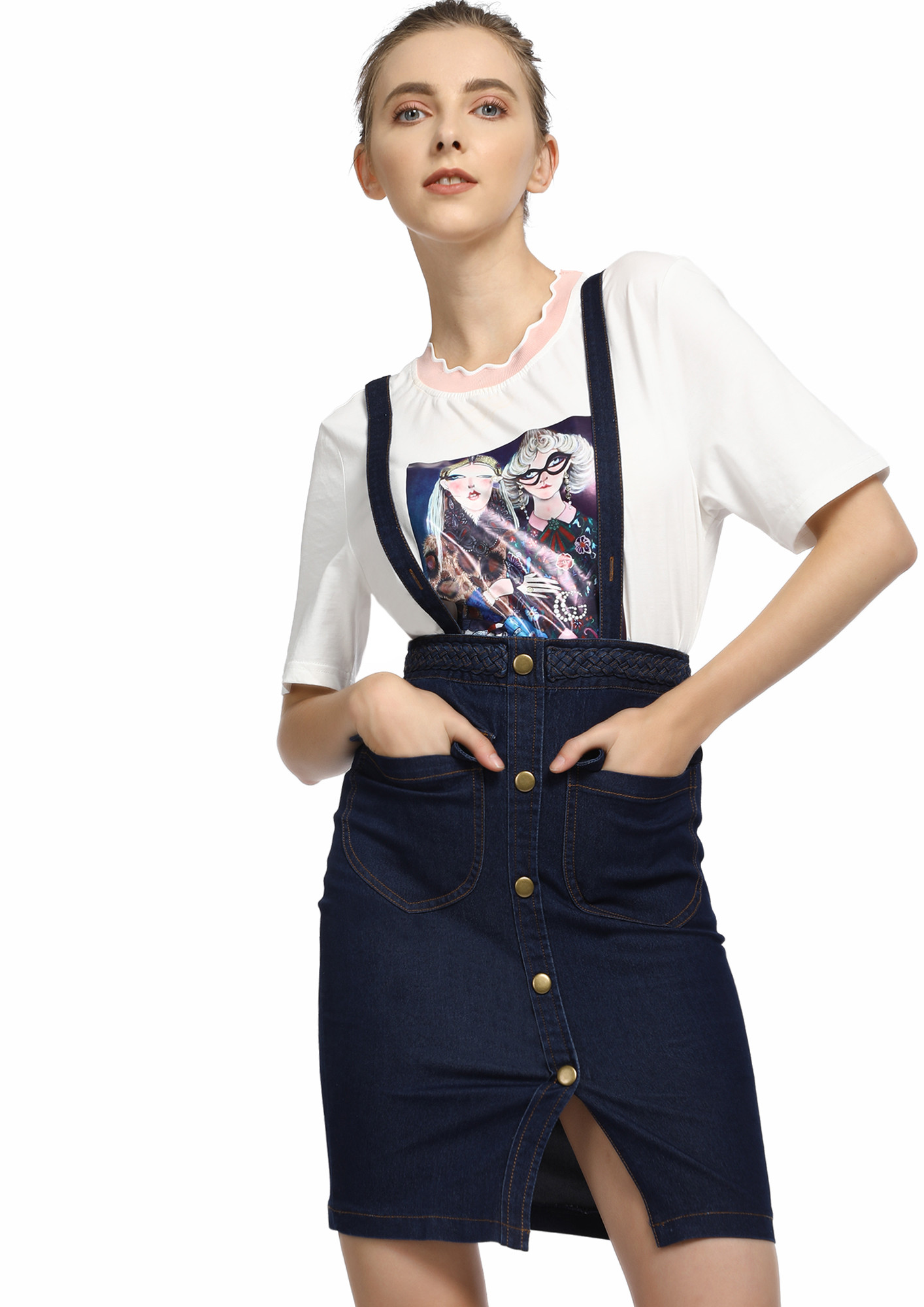 ALL YOUR HEART BLUE DUNGAREE SKIRT