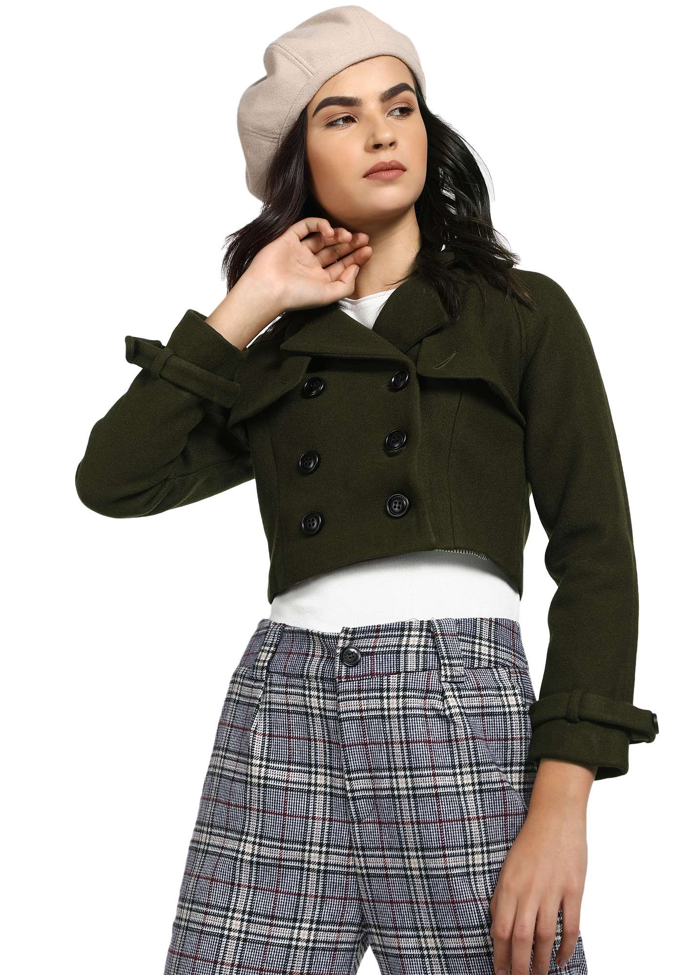 HOT CHOCOLATE WEATHER GREEN CROPPED JACKET