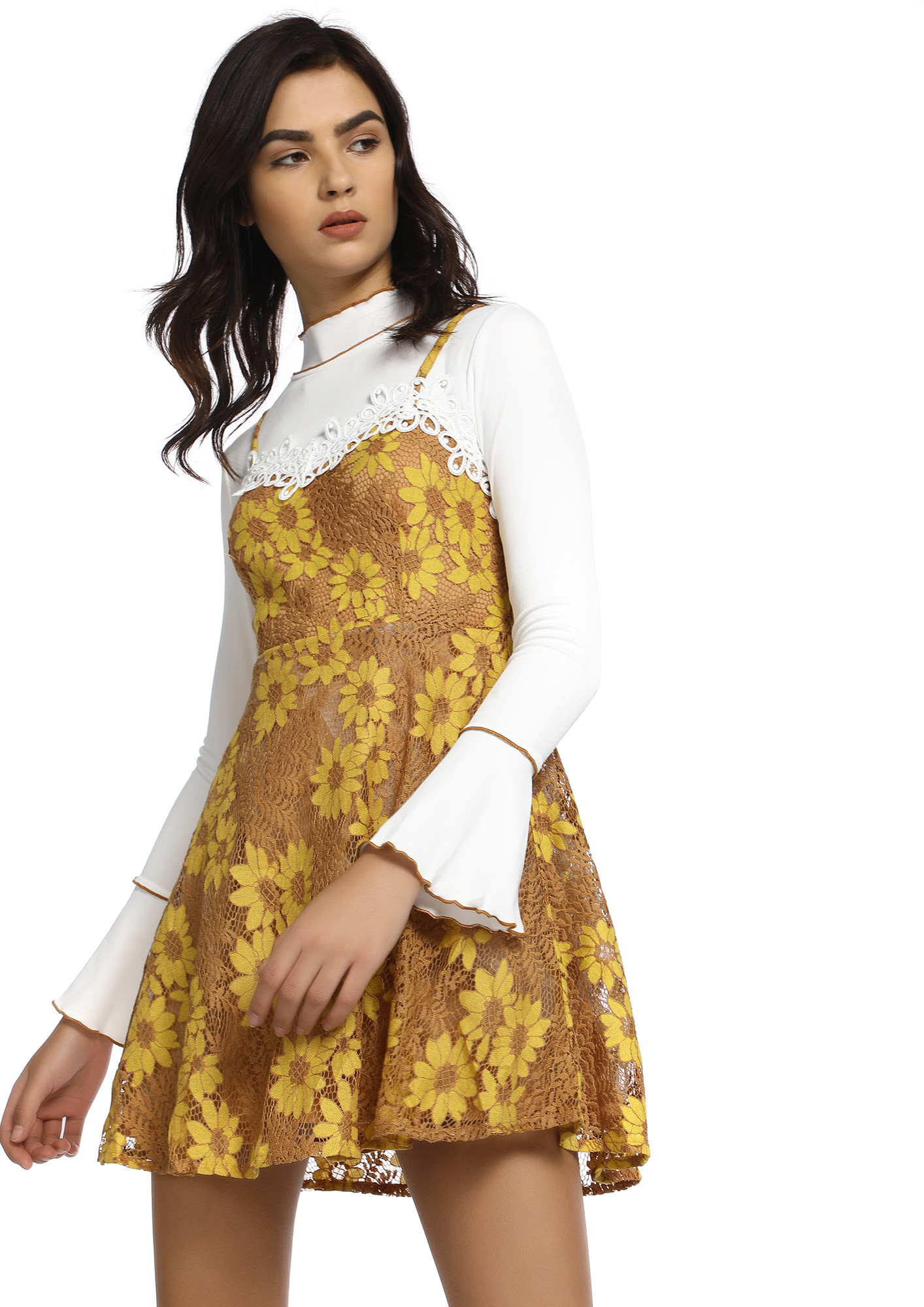 DOUBLE THE DELIGHT IN YELLOW PINAFORE DRESS