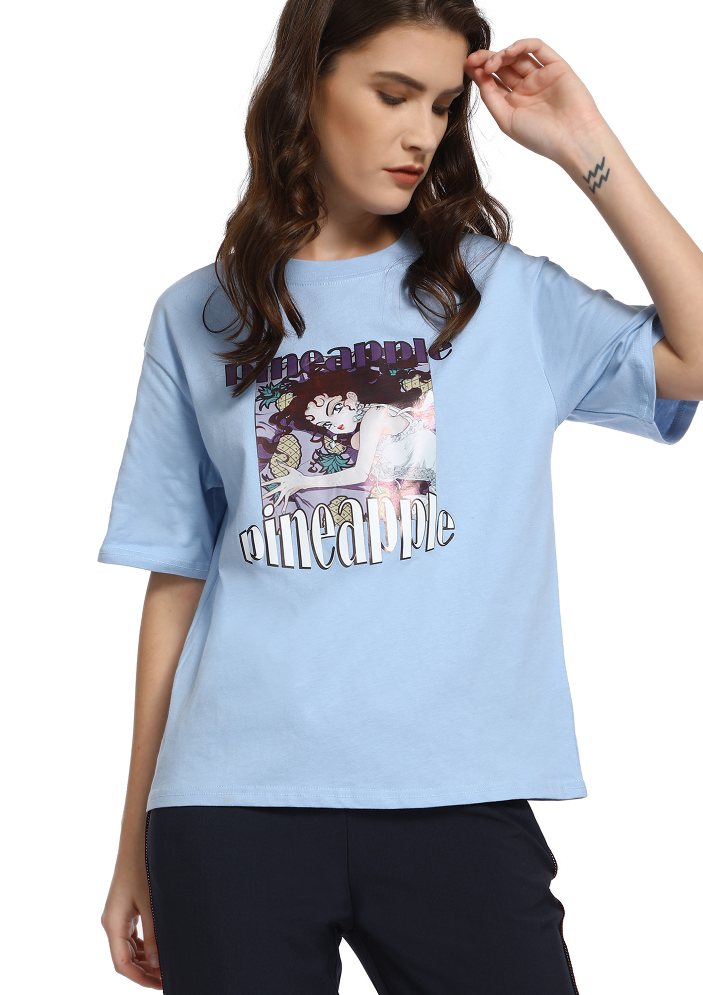 ALL ABOUT PINAPPLE BLUE T-SHIRT